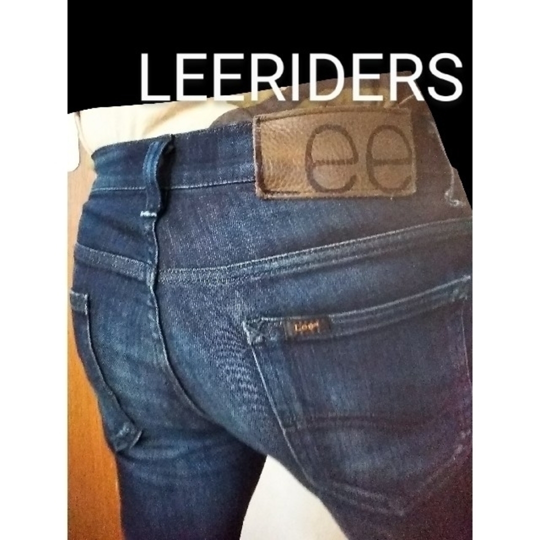 LeeRiders 極少カーキー革パッチ ストレッチスリムスキニーデニムジーンズ