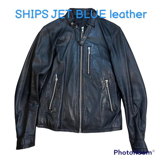 SHIPS JET BLUE(シップスジェットブルー)のSHIPS JET BLUE ライダースジャケット レザージャケット BLACK メンズのジャケット/アウター(ライダースジャケット)の商品写真