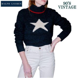 ラルフローレン(Ralph Lauren)の美品 Ｍ 超ヴィンテージ ラルフローレン スター ウール ハイネック セーター(ニット/セーター)