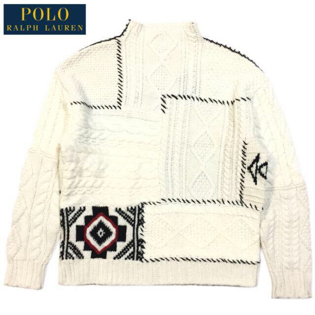 POLO RALPH LAUREN(ポロラルフローレン)の美品 Ｓ レア 50周年 ラルフローレン パッチワーク モックネック セーター レディースのトップス(ニット/セーター)の商品写真