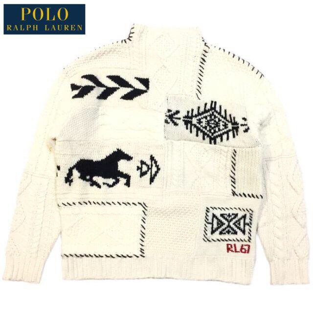 POLO RALPH LAUREN(ポロラルフローレン)の美品 Ｓ レア 50周年 ラルフローレン パッチワーク モックネック セーター レディースのトップス(ニット/セーター)の商品写真