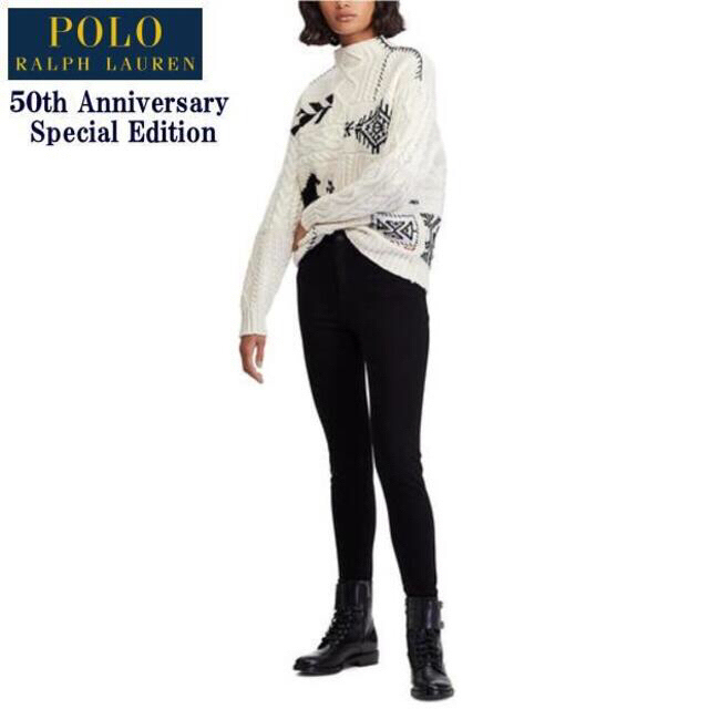 POLO RALPH LAUREN(ポロラルフローレン)の美品 Ｓ レア 50周年 ラルフローレン パッチワーク モックネック セーター レディースのトップス(ニット/セーター)の商品写真