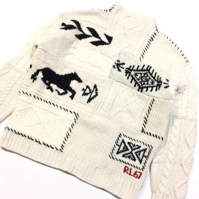 POLO RALPH LAUREN(ポロラルフローレン)の美品 Ｓ レア 50周年 ラルフローレン パッチワーク モックネック セーター レディースのトップス(ニット/セーター)の商品写真