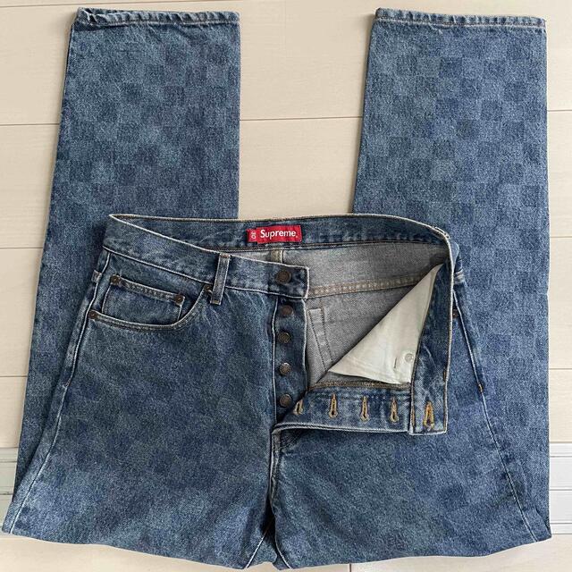 supreme regular jean washed checkerboardパンツ