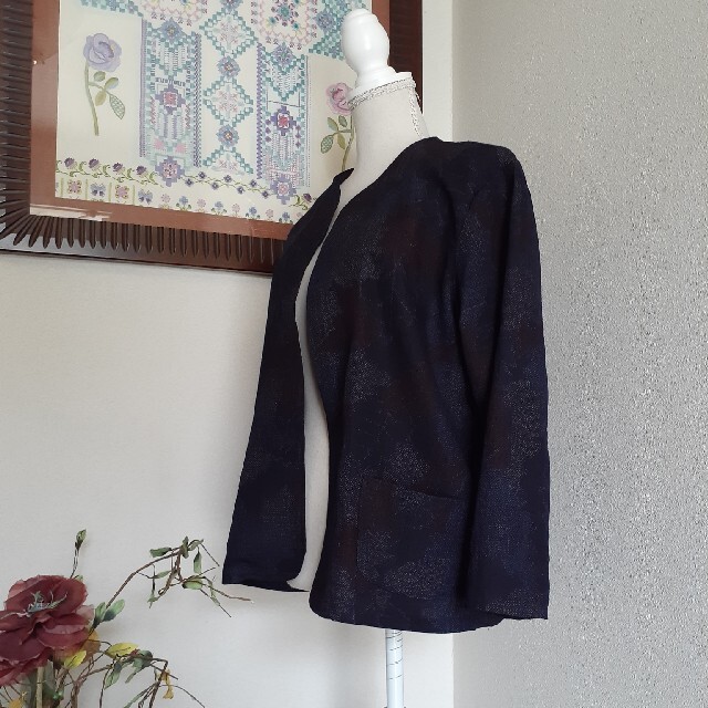 ★　着物リメイク　舞葉文の紬　正絹　単衣　ジャケットです！！　★