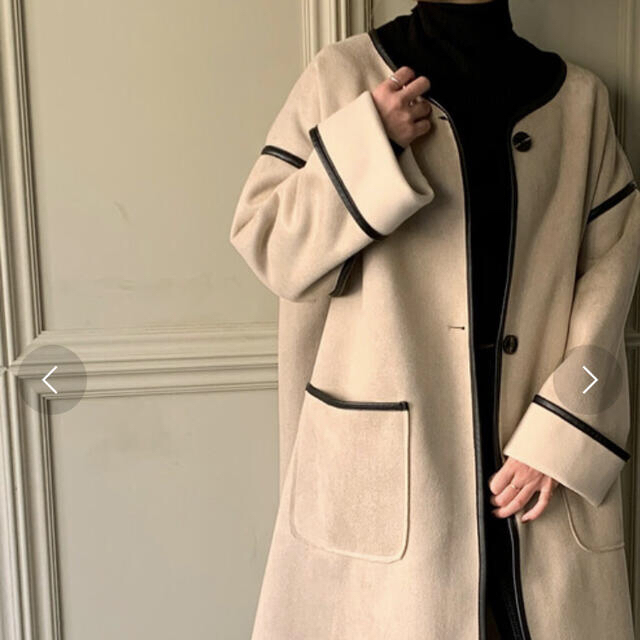 【きなこ様専用】JUNOAH パイピングコート レディースのジャケット/アウター(ロングコート)の商品写真