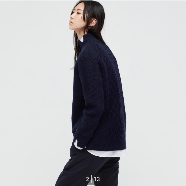 UNIQLO +J プレミアムラムケーブルハイネックセーター　ブラックXL