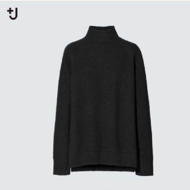 UNIQLO - UNIQLO +J プレミアムラムケーブルハイネックセーター　ブラックXL