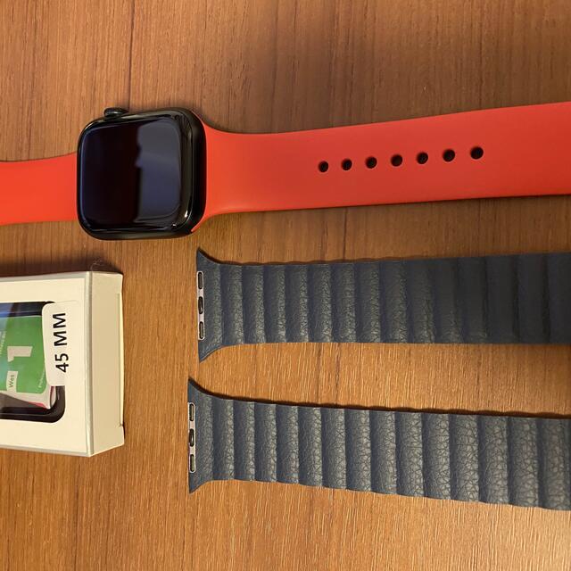 Apple Watch7 45mmプロダクトレッド　ネイビーバンド+保護ケース