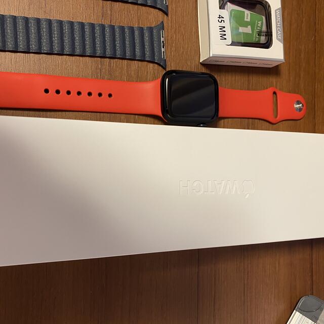 Apple Watch7 45mmプロダクトレッド　ネイビーバンド+保護ケース