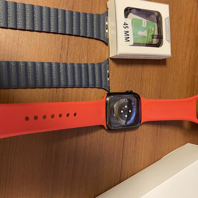 Apple Watch7 45mmプロダクトレッド　ネイビーバンド+保護ケース