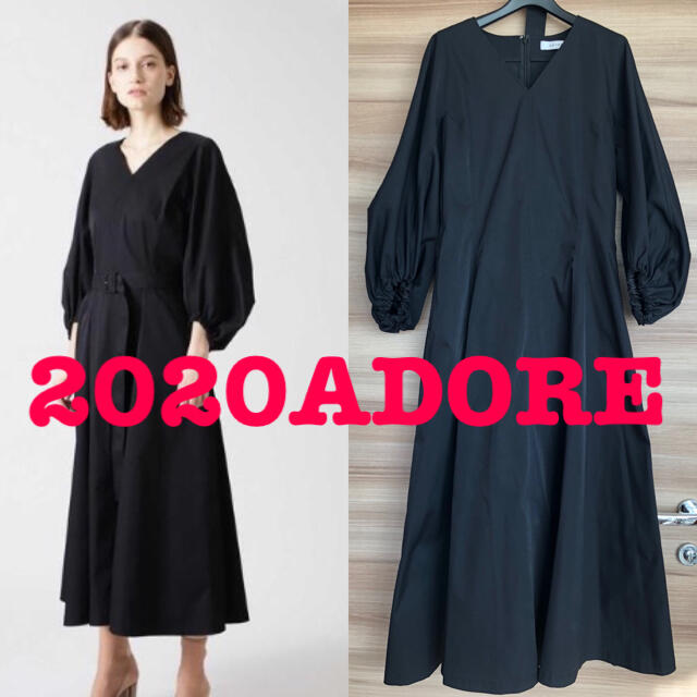 ADORE(アドーア)の2020★アドーアADORE テクノベンタイルワンピース★黒/38 検）エブール レディースのワンピース(ロングワンピース/マキシワンピース)の商品写真