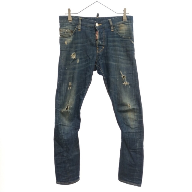 DSQUARED2 ディースクエアード 15AW SEXY TWIST JEAN ダメージ加工ストレッチスキニーデニムパンツ インディゴ レディース S74LA0832