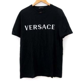 ヴェルサーチ(VERSACE)のヴェルサーチ Tシャツ 半袖 ロゴ 刺繍 クルーネック イタリア製 黒 XS(Tシャツ/カットソー(半袖/袖なし))