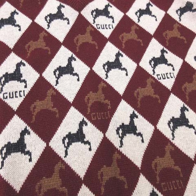 Gucci - グッチ ホース アーガイル セーター Vネック ニット 正規 XL 