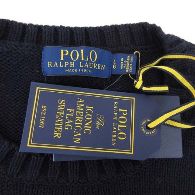 Ralph Lauren(ラルフローレン)のラルフローレン タグ付き 星条旗 セーター ニット USA製 正規 L ネイビー メンズのトップス(ニット/セーター)の商品写真