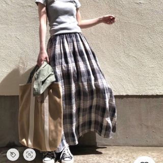 ジャーナルスタンダード リネンチェックマキシスカート