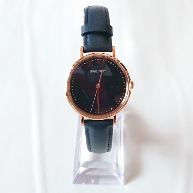 ROYAL PARTY(ロイヤルパーティー)のﾛｲﾊﾟ 上品 お洒落 ﾋﾟﾝｸｺﾞｰﾙﾄﾞ×ﾗｲﾄﾈｲﾋﾞｰ本革ﾍﾞﾙﾄ腕時計 レディースのファッション小物(腕時計)の商品写真