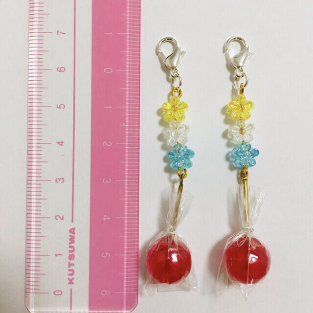 りんご飴 1こ マスクチャーム ミニチュア フェイクスイーツ ハンドメイド 3