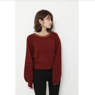 リエンダ(rienda)のChain N／C Knit TOP レッド(ニット/セーター)