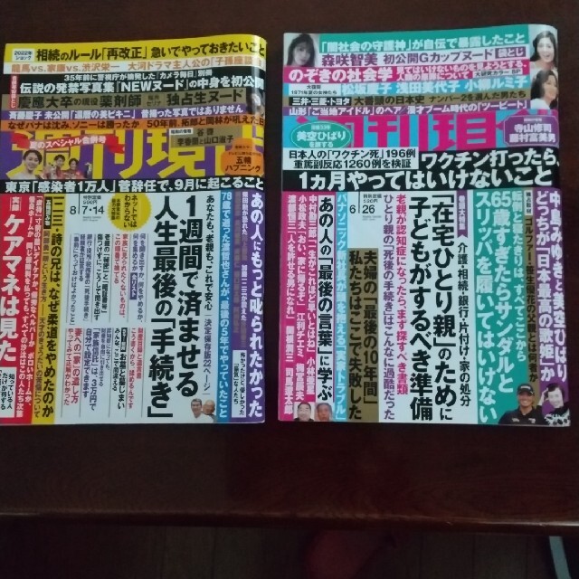 講談社(コウダンシャ)の週刊現代 6/26号 8/7.14号２冊 エンタメ/ホビーの雑誌(ニュース/総合)の商品写真