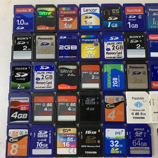 SDカード50枚+microSD12枚 計62枚1〜64GB USEDジャンク品の通販 by masamichi1029｜ラクマ