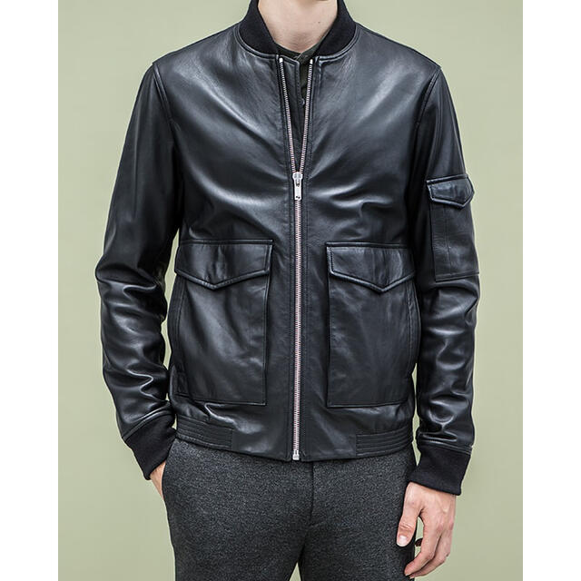 theory - 美品 セオリーレザージャケット MA-1 ライダース ブルゾン 羊