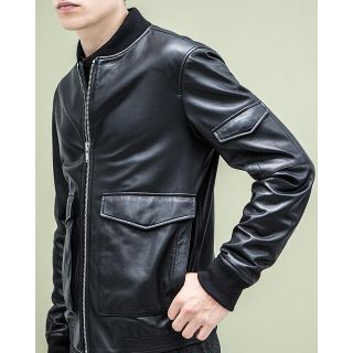 theory   美品 セオリーレザージャケット MA ライダース ブルゾン 羊