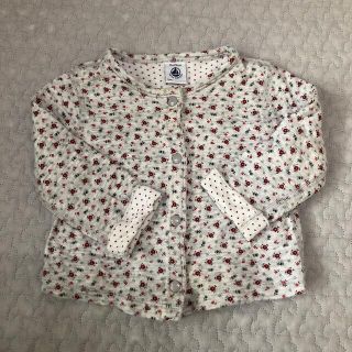 プチバトー(PETIT BATEAU)のプチバトー　花柄カーディガン　12m/74cm(カーディガン/ボレロ)