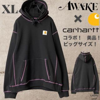 カーハート(carhartt)の美品　コラボ　XL アウェイク×カーハート　ワンポイント　肉厚ステッチ　パーカー(パーカー)