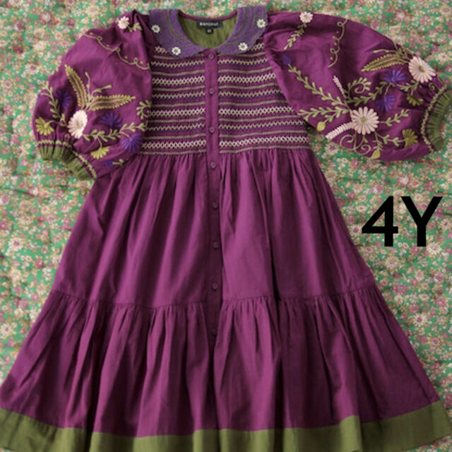 限定SALE♪Bonjour Diary Long Folk Dress  4Y キッズ/ベビー/マタニティのキッズ服女の子用(90cm~)(ワンピース)の商品写真