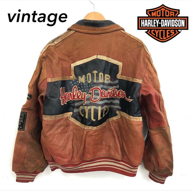 vintage★HARLEY-DAVIDSON レザースタジャン M ワッペン