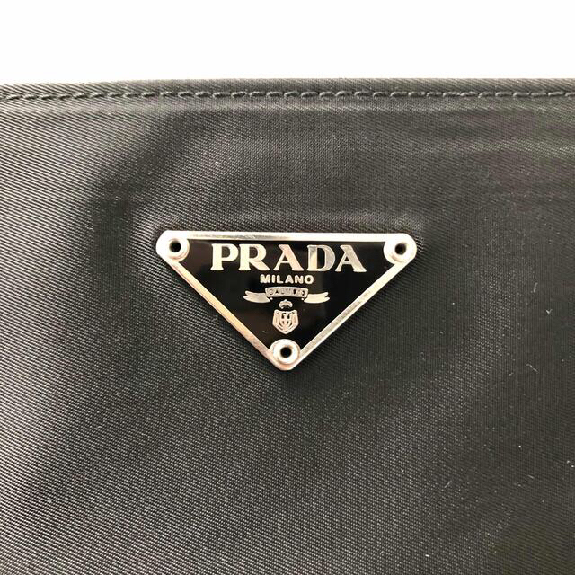 PRADA(プラダ)のPRADA プラダ トートバッグ ナイロン レザー ブラック 黒　三角プレート　 レディースのバッグ(ショルダーバッグ)の商品写真