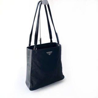 プラダ(PRADA)のPRADA プラダ トートバッグ ナイロン レザー ブラック 黒　三角プレート　(ショルダーバッグ)