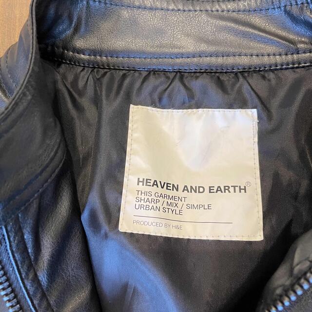 HEAVEN and Earth(ヘブンアンドアース)のHEAVEN AND EARTH 革ジャン　黒　Fサイズ　ライダースジャケット レディースのジャケット/アウター(ライダースジャケット)の商品写真