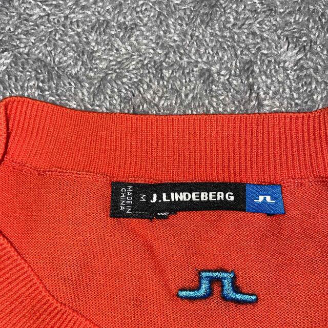 J.LINDEBERG(ジェイリンドバーグ)のJ.LINDEBERG ニット オレンジ×ライトブルー スポーツ/アウトドアのゴルフ(ウエア)の商品写真