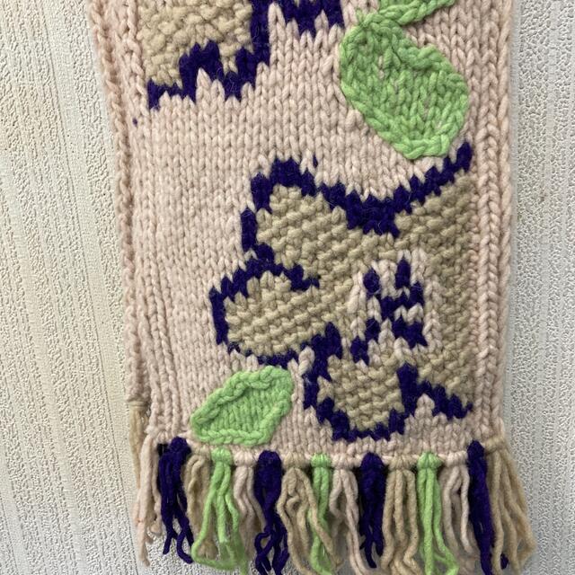 たまてつ様専用 手編み花柄刺繍マフラー ベイジュ