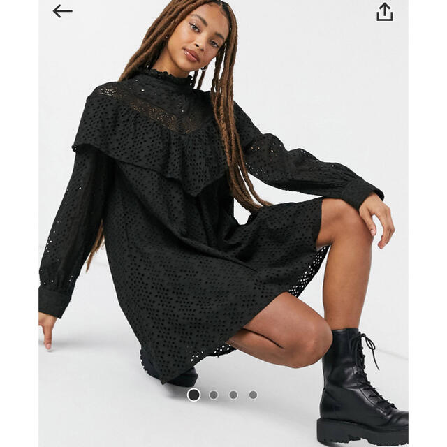 ASOS ハイネックミニレースドレス