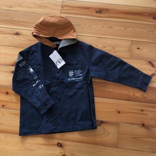 ザラキッズ(ZARA KIDS)の新品タグ付き ZARA KIDS フード取り外し可 シャツジャケット 128(ジャケット/上着)