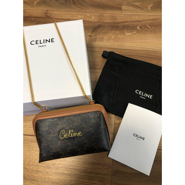 暖色系 CELINE トリオンフキャンバス ポーチ 新品セリーヌ - 通販