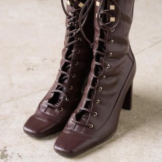 スナイデル(SNIDEL)のherlipto Lace-Up Ankle Boots burgundy 38(ブーツ)