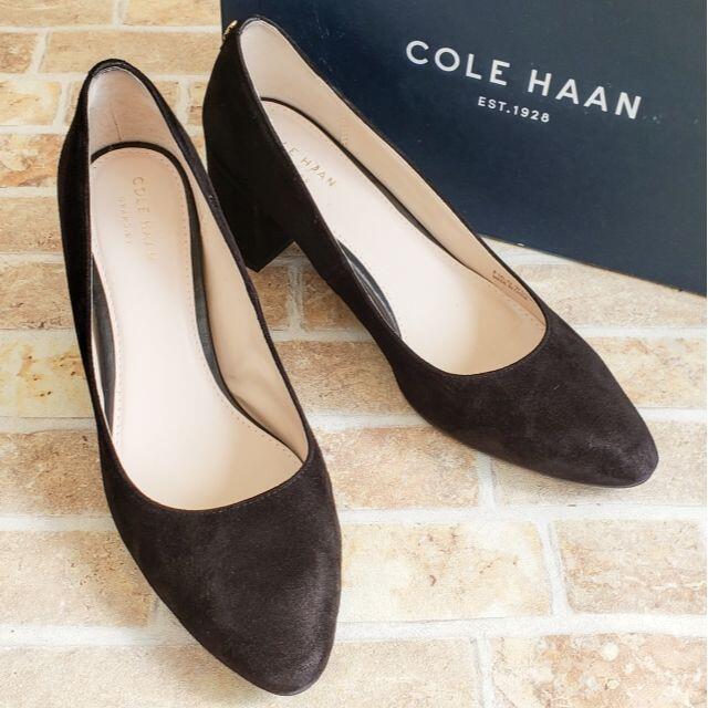 Cole Haan(コールハーン)のコールハーン ☆ スエードレザー パンプス 7.5 ブラック チャンキーヒール レディースの靴/シューズ(ハイヒール/パンプス)の商品写真