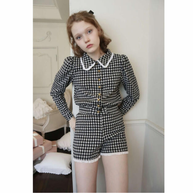 ZARA(ザラ)のlace collar e button check knit cardigan レディースのトップス(カーディガン)の商品写真