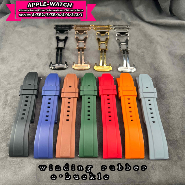 Apple Watch HERMES ラバーバンド(黒) 45mm、41mm | www