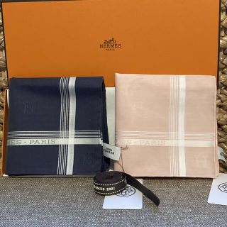 エルメス(Hermes)の【本物・新品未使用】エルメス HERMES ハンカチ 2枚セット ブルー ピンク(ハンカチ)