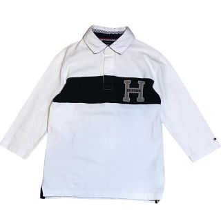 トミーヒルフィガー(TOMMY HILFIGER)の【希少】トミーヒルフィガー TOMMY ポロシャツ 七分袖 古着 ロゴ バック(ポロシャツ)