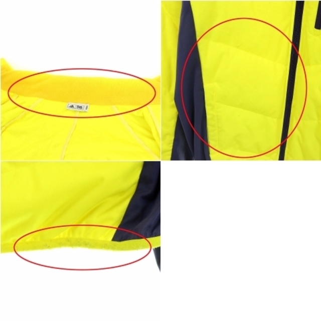 adidas(アディダス)のアディダス ゴルフウェア ダウンジャケット 中綿 三本ライン M 黄色 紺 メンズのジャケット/アウター(ダウンジャケット)の商品写真