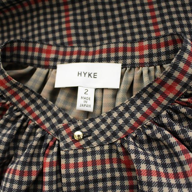 HYKE(ハイク)のハイク 21AW ブラウス シャツ 長袖 オーバーサイズ 2 M 茶色 黒 レディースのトップス(シャツ/ブラウス(長袖/七分))の商品写真