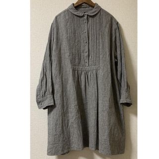 ティヤマイパリ(t.yamai paris)のt.yamai paris ラウンドカラーウォッシャブルリネンワンピース グレー(ひざ丈ワンピース)