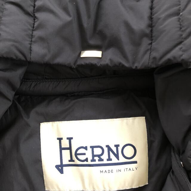 HERNO(ヘルノ)のヘルノ　HERNO ウールコンビダウンコート　異素材　ブラック　42 レディースのジャケット/アウター(ダウンコート)の商品写真